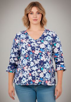 Crochet Trim Ruffle Sleeve Top