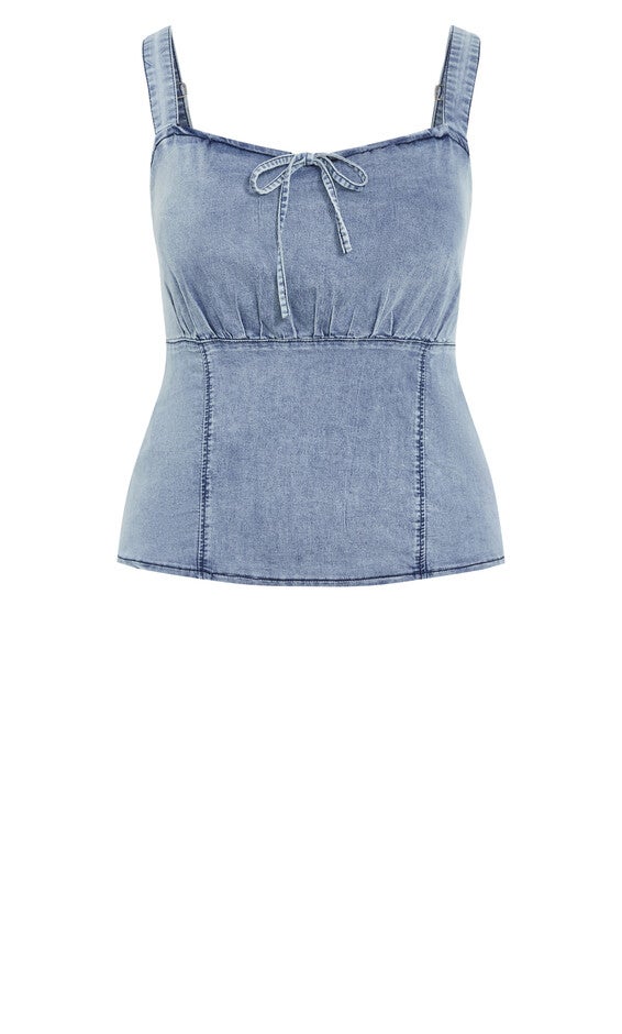 Abbie Denim Top - light wash, BLUE, alternate image number 4