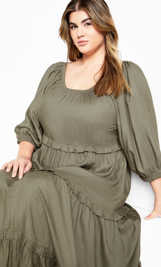 Heather Tier Dress - olive, OLIVE, alternate image number null