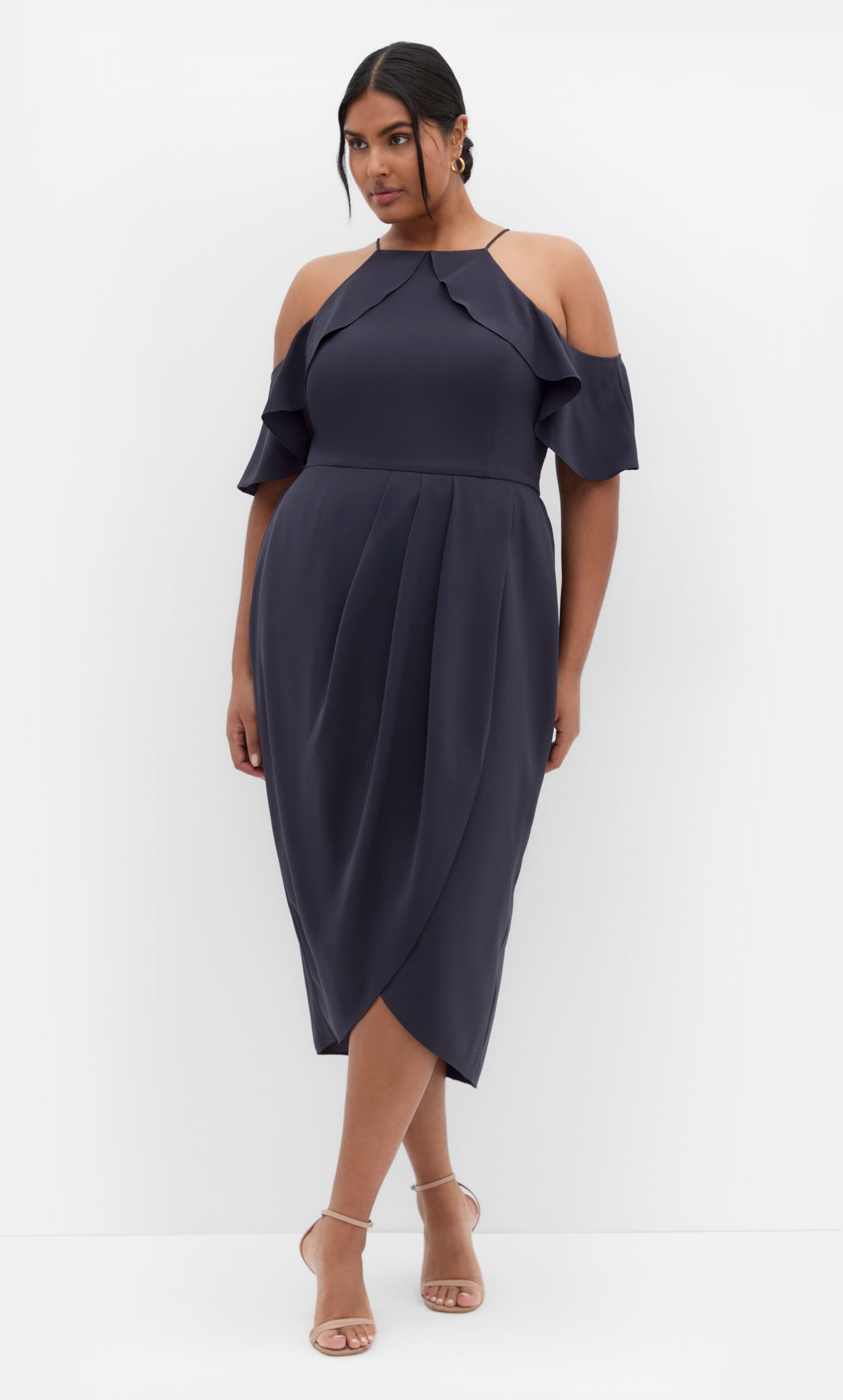 Love Siren Ruffle Shoulder Dress - navy, BLUE, hi-res image number 0