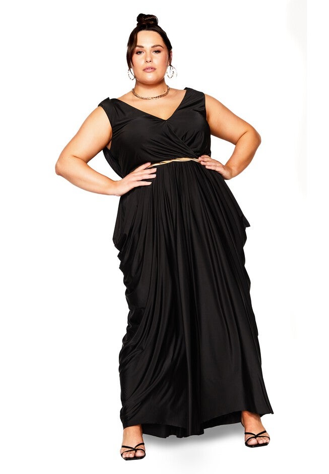 Athena Goddess Maxi Dress - black, BLACK, on-hover image number 1