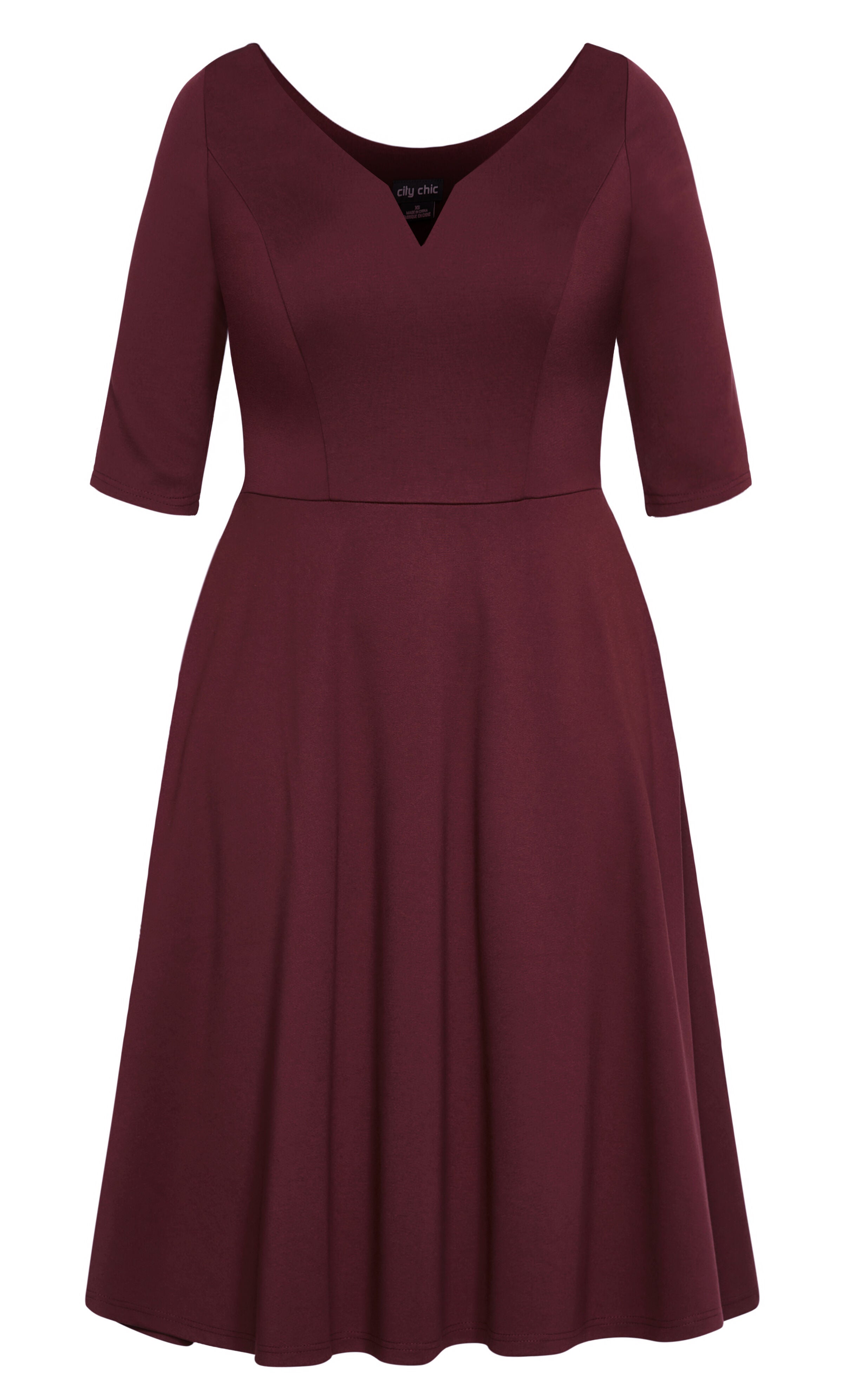 Cute Girl Elbow Sleeve Dress - oxblood, OX, alternate image number 4