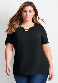 Triple Keyhole Short Sleeve Tee
