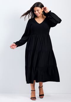 Indi Puff Sleeve Shirred Dress