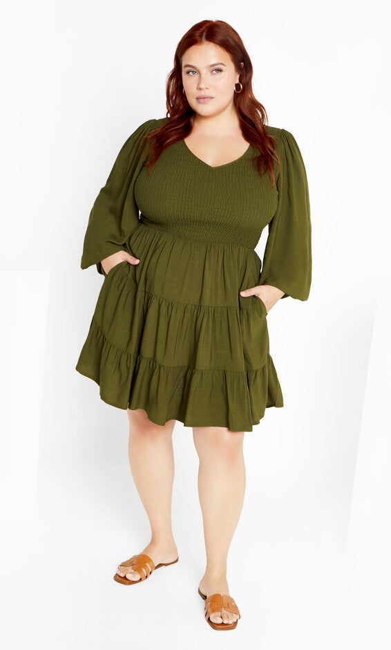 Jemma Mini Dress - dark olive, DARK OLIVE, hi-res image number null
