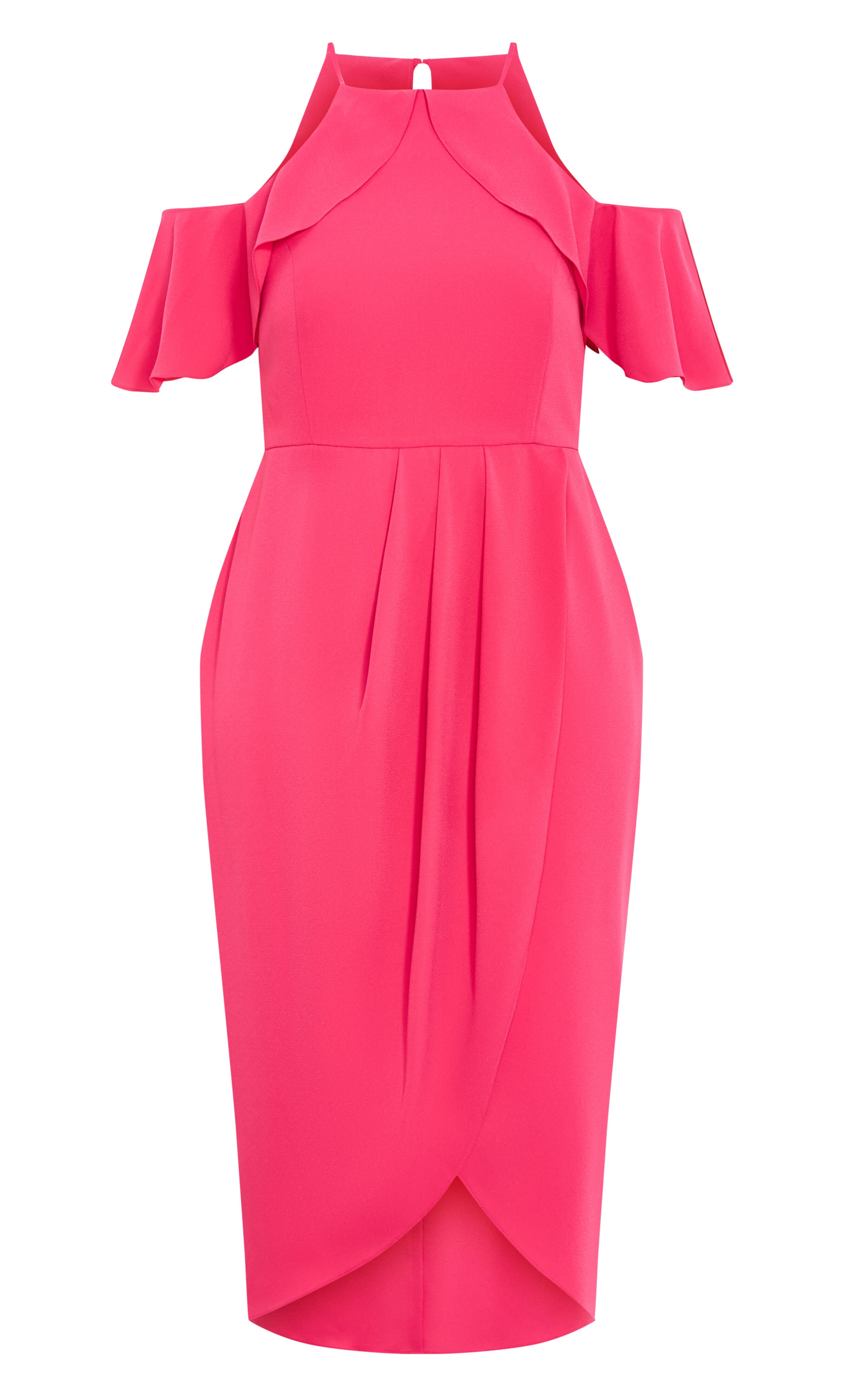 Love Siren Ruffle Shoulder Dress - raspberry, PINK, alternate image number 3