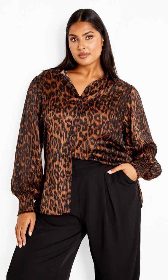 Madelyn Shirt - leopard, BROWN, alternate image number null