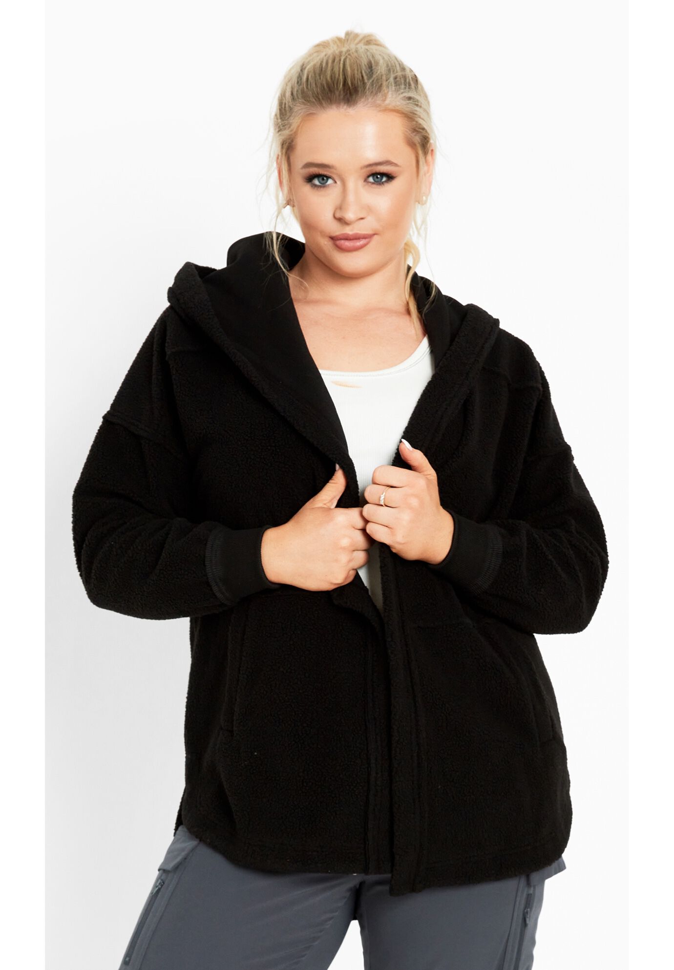 Weekender Hooded Fleece Jacket, BLACK, alternate image number 8