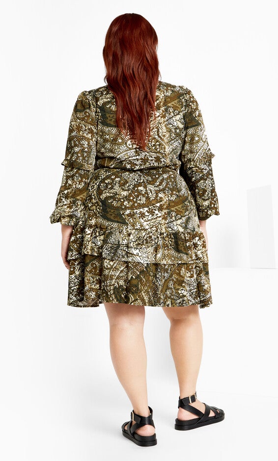 Nicky Print Dress - olive, GREEN, alternate image number 1