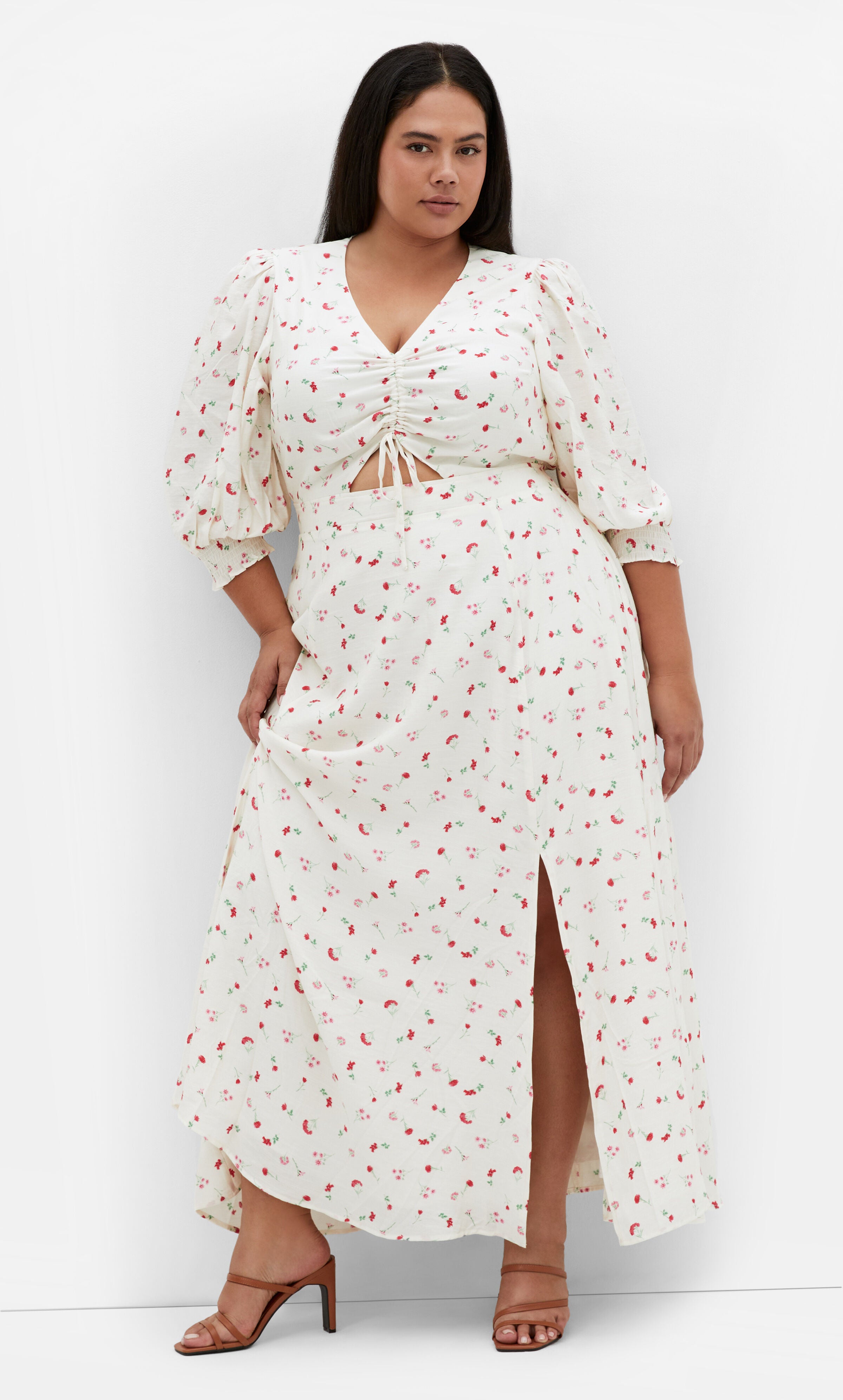 Jolene Print Maxi Dress - ivory, WHITE, hi-res image number 0