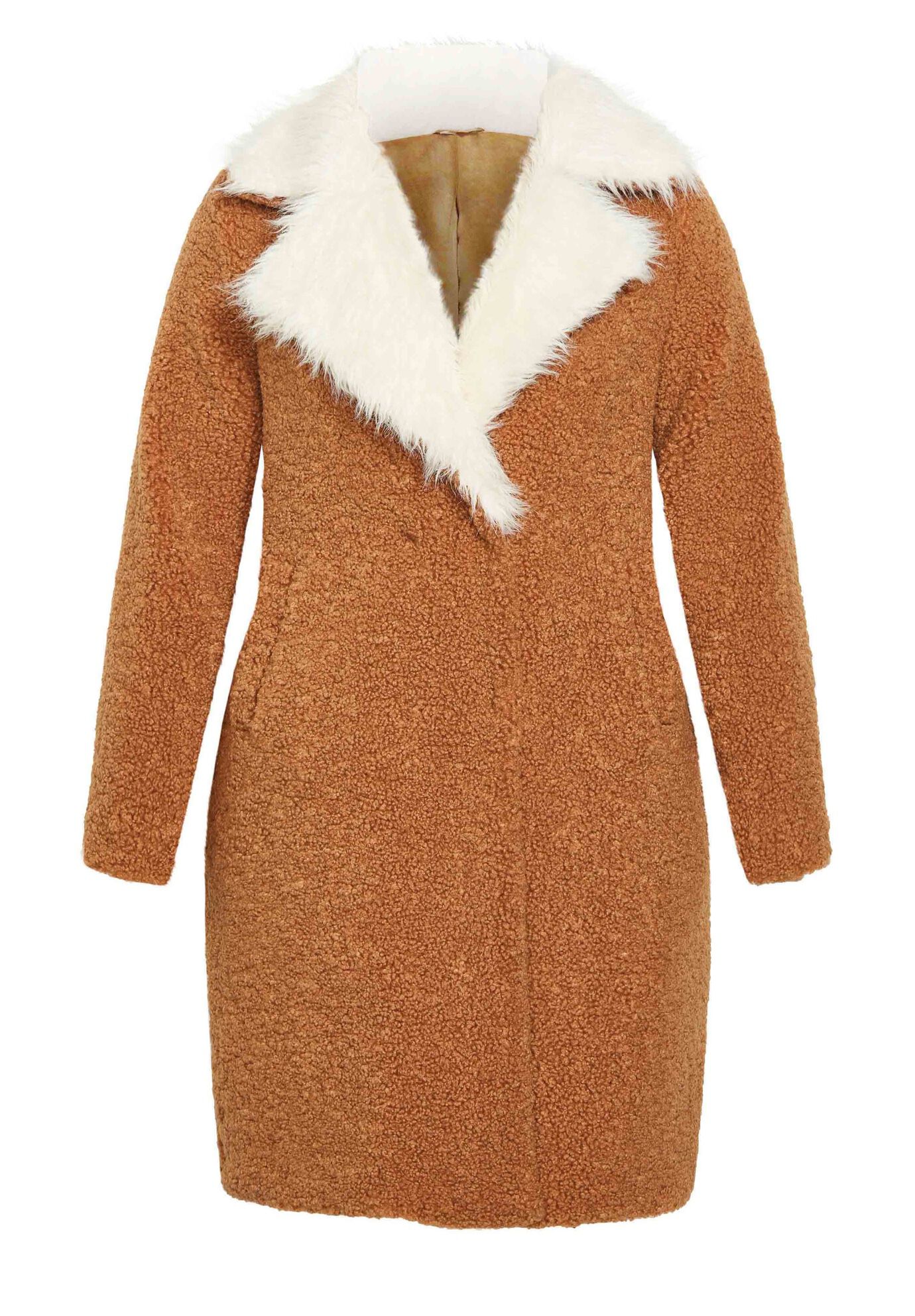 Teddy Faux Fur Jacket, TAN, alternate image number 2