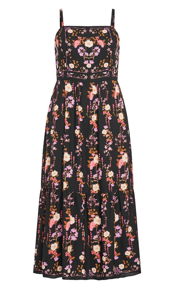 Molly Print Maxi Dress - black, BOUQUET, alternate image number 6
