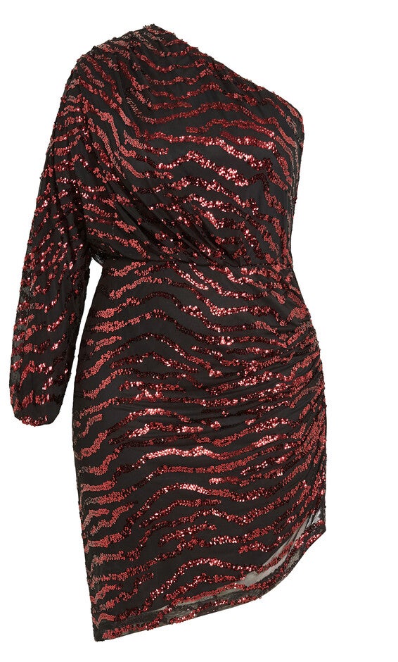Sequin Stripe Dress - ruby, RED, alternate image number 4