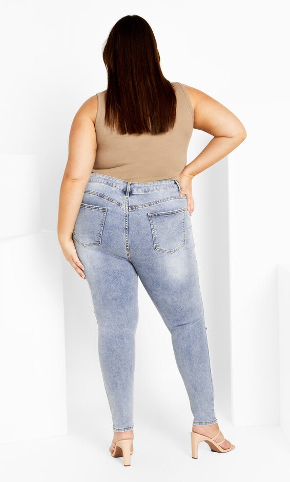Asha Jojo Distressed Detail Crop Jean - mid denim, MID, alternate image number 2