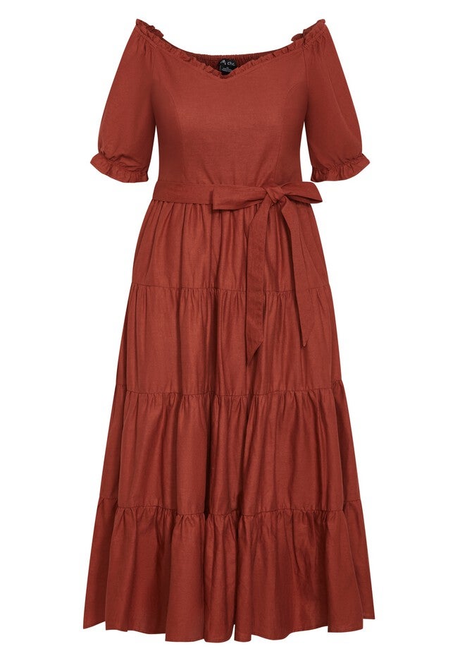 Puff Sleeve Maxi Dress - toffee, BROWN, alternate image number null