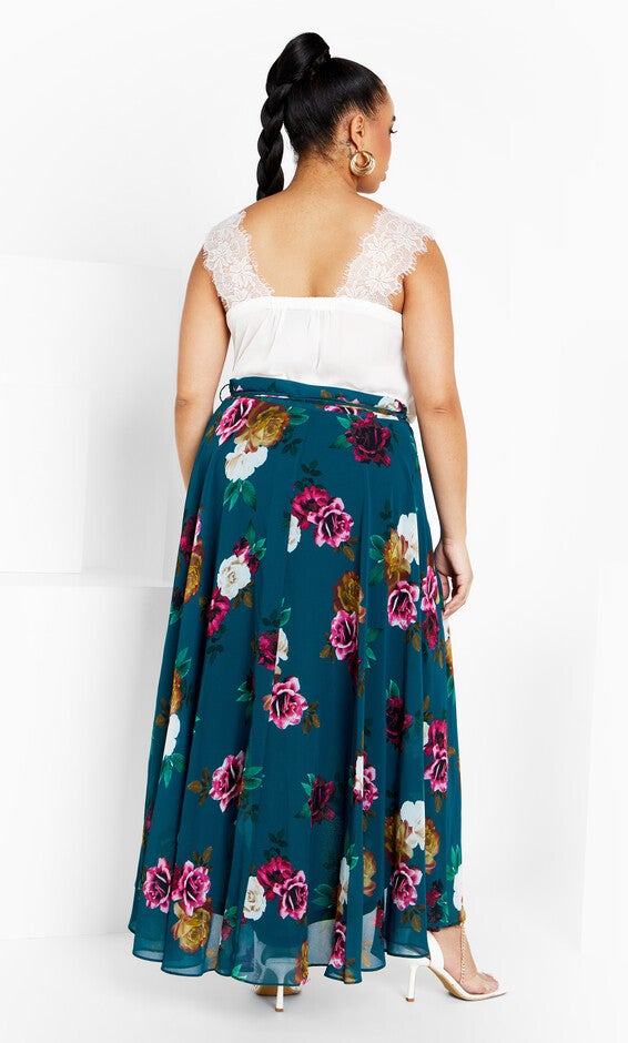 Michaela Print Skirt - teal, GREEN, alternate image number null