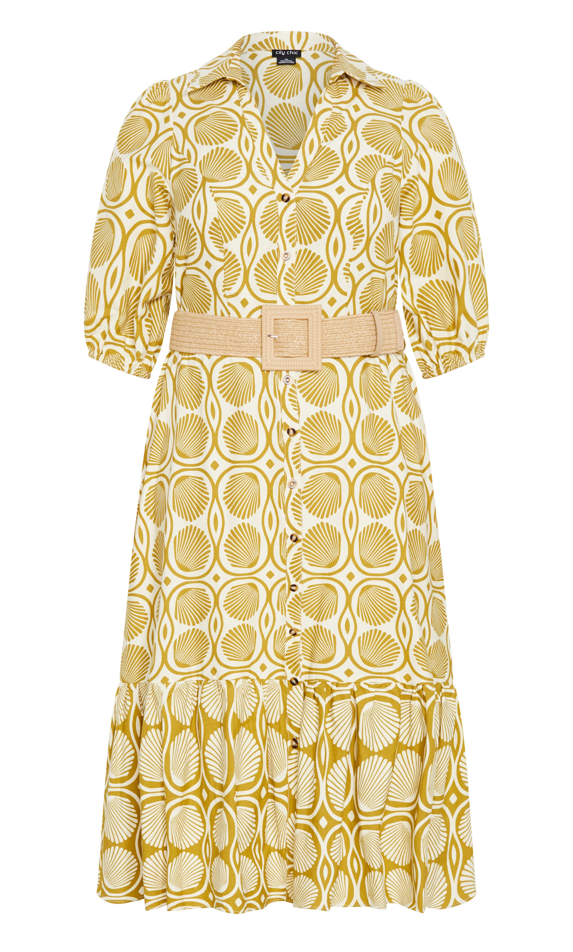 Anna Seashell Dress - print, YELLOW, alternate image number 5