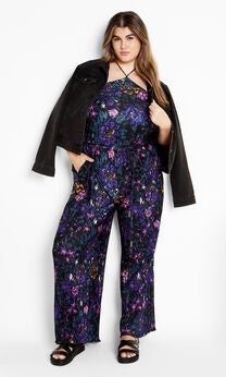 Kira Print Jumpsuit - black
