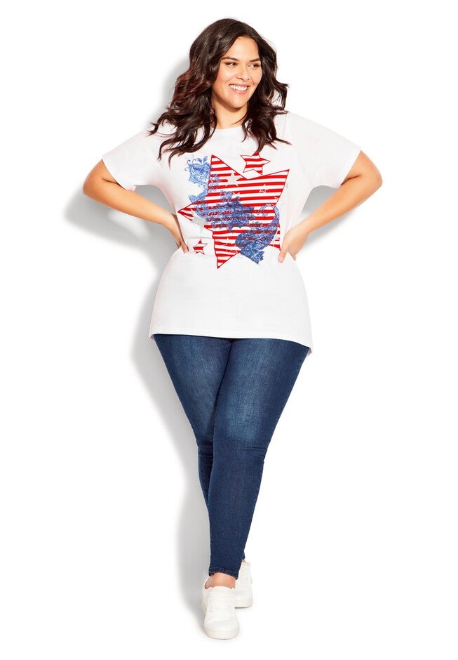Graphic Print Top, RED WHITE AMERICA, on-hover image number 1