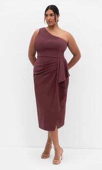 Priyanka One Shoulder Dress - choc cherry