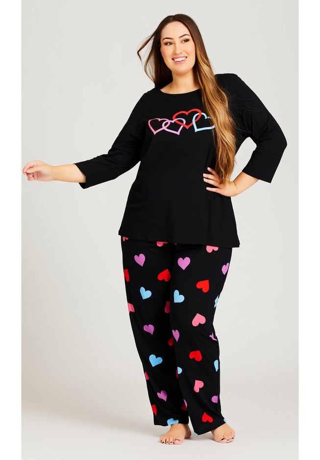 Heart Print Top, BLACK, alternate image number 3
