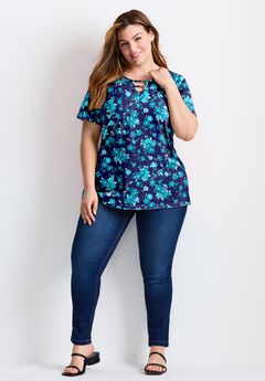 Triple Keyhole Short Sleeve Tee