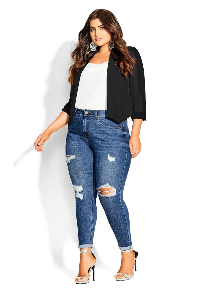 Cropped Blazer Jacket - black, BLACK, on-hover image number null