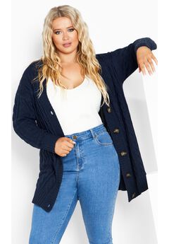 Cara Cable Knit V Neck Cardigan