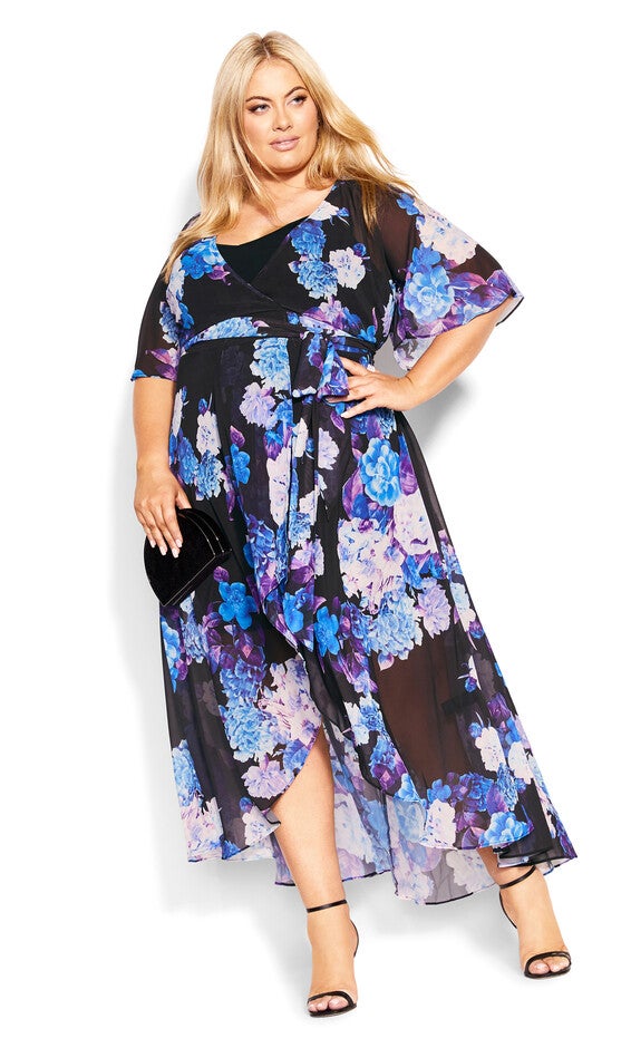 Enthrall Me Print Maxi Dress - black, BLACK, hi-res image number null