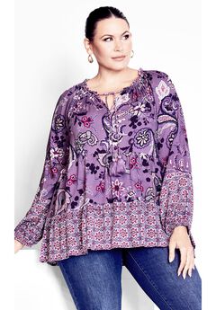 Imari Empire Waist Spliced Top