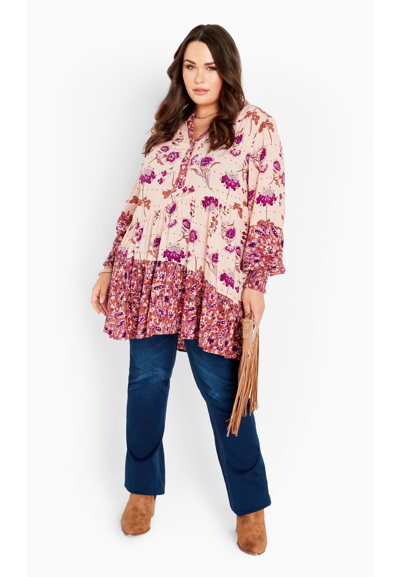 Cynthia Splice Empire Waist Tunic, SHERBET COMBO, alternate image number 3