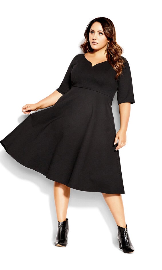 Cute Girl Elbow Sleeve Dress - black, BLACK, alternate image number null