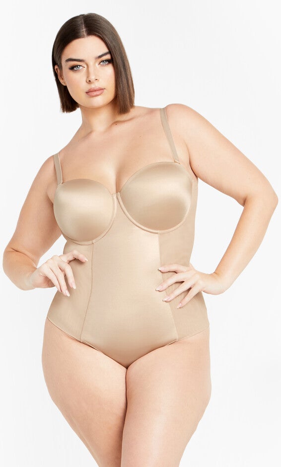 Smooth & Chic Strapless Bodysuit - latte, BROWN, hi-res image number null