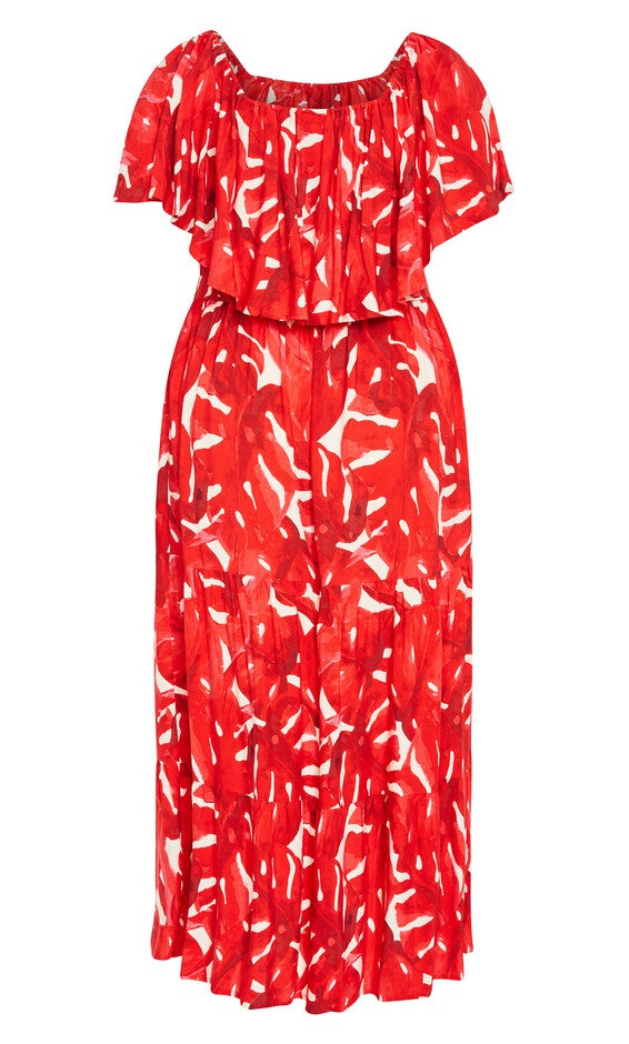 Boardwalk Print Maxi Dress - crimson, RED, alternate image number null