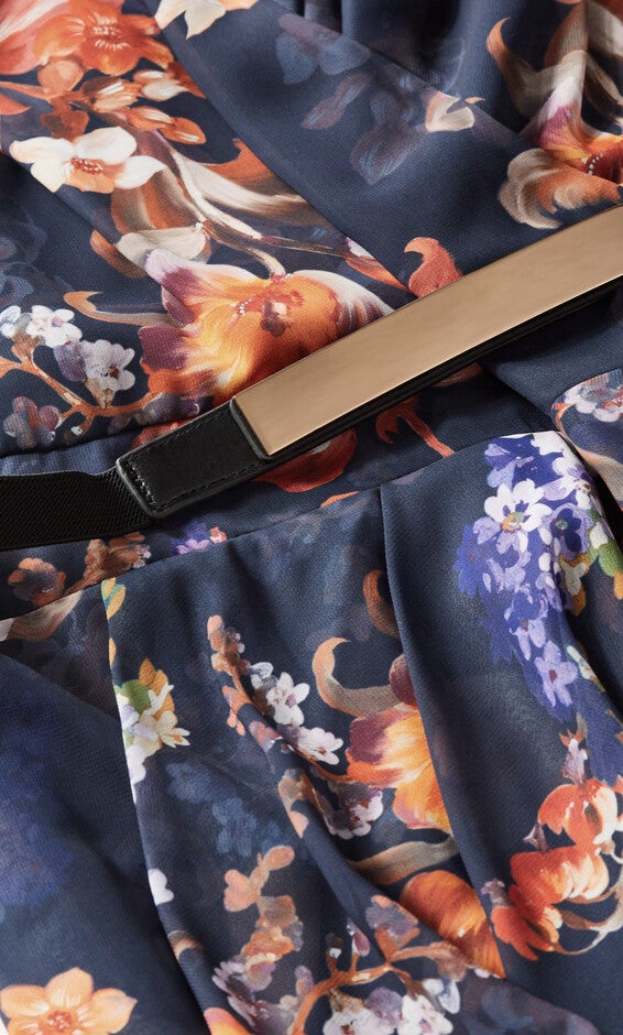 Color Wrap Print Dress - navy, NAVY NIGHT BOUQUET, alternate image number 5