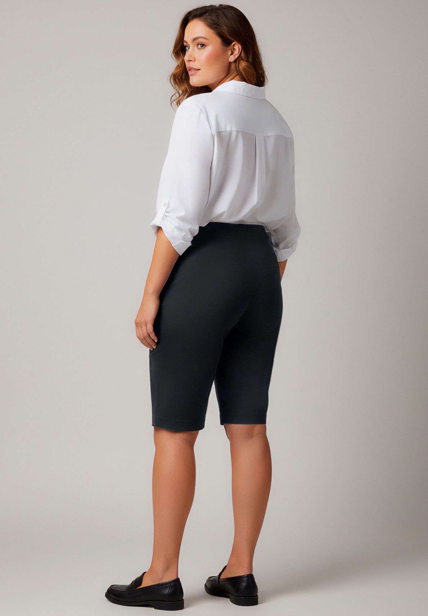 Super Stretch Pull-On Short, BLACK, alternate image number 2