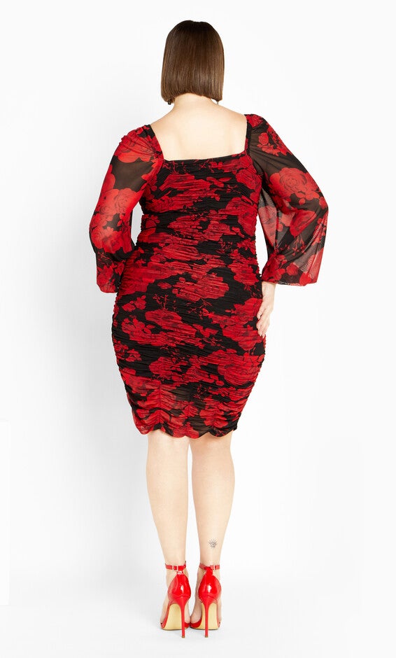Alia Print Dress - black, ROSE PRINT, alternate image number 4