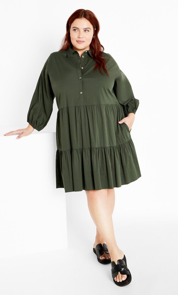 Kiara Mini Dress - khaki | Dia & Co Kiara Mini Dress - khaki | Dia & Co