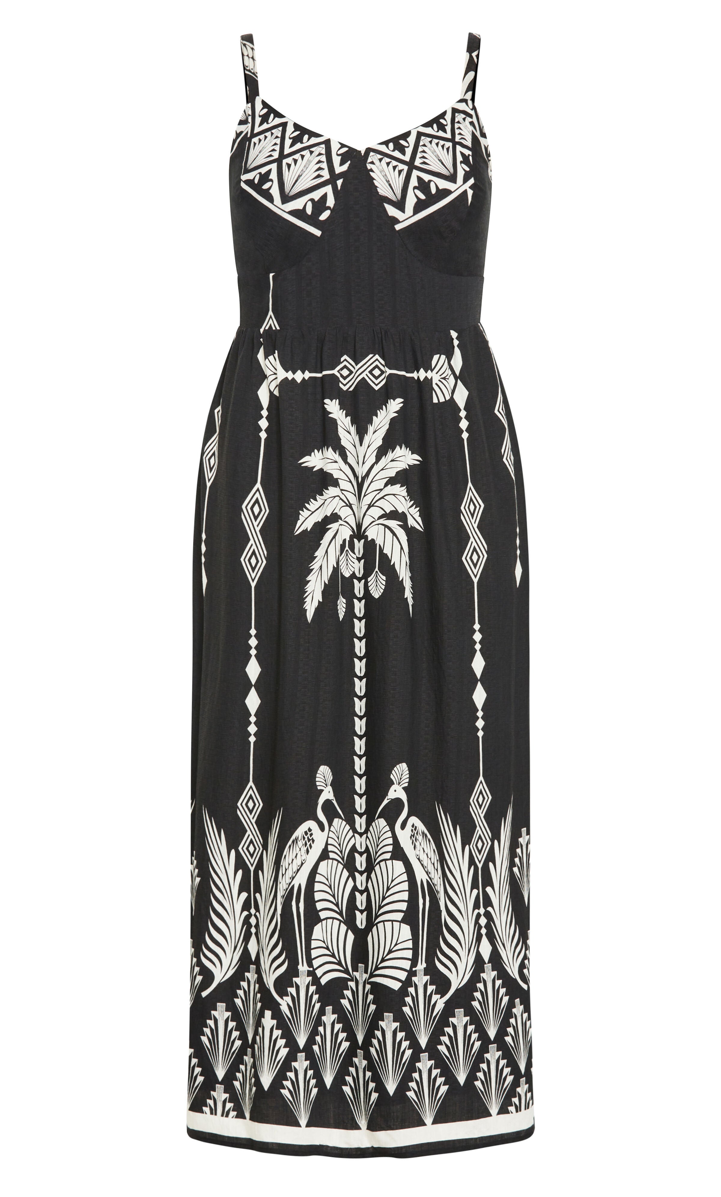 Jez Border Print Maxi Dress - black, BLACK, alternate image number 3