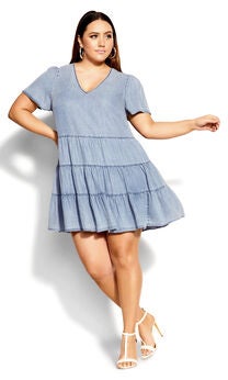 Denim Tier Dress - light wash