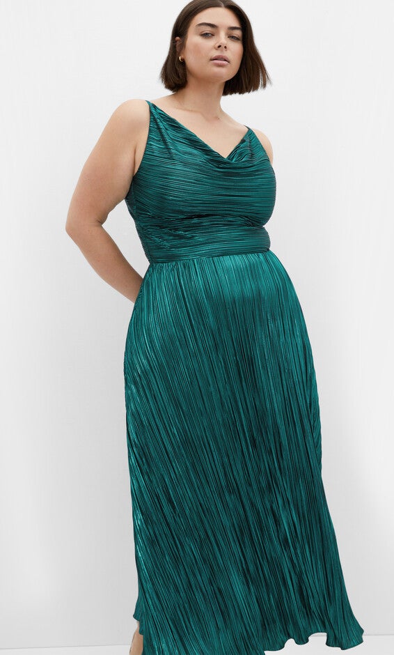 Kamila Cowl Neck Dress - emerald, GREEN, alternate image number null