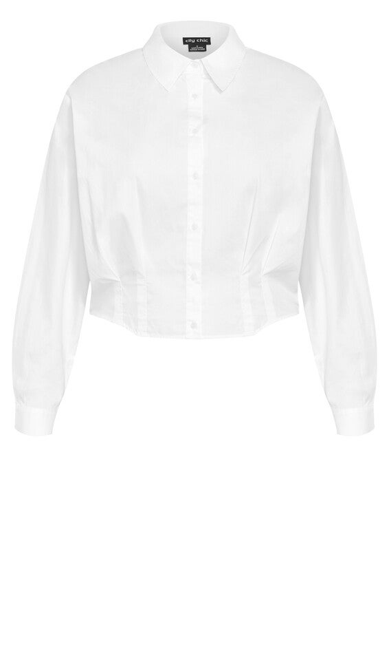 Classic Crop Shirt - ivory, WHITE, alternate image number 3