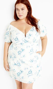 Martine Print Dress - blue