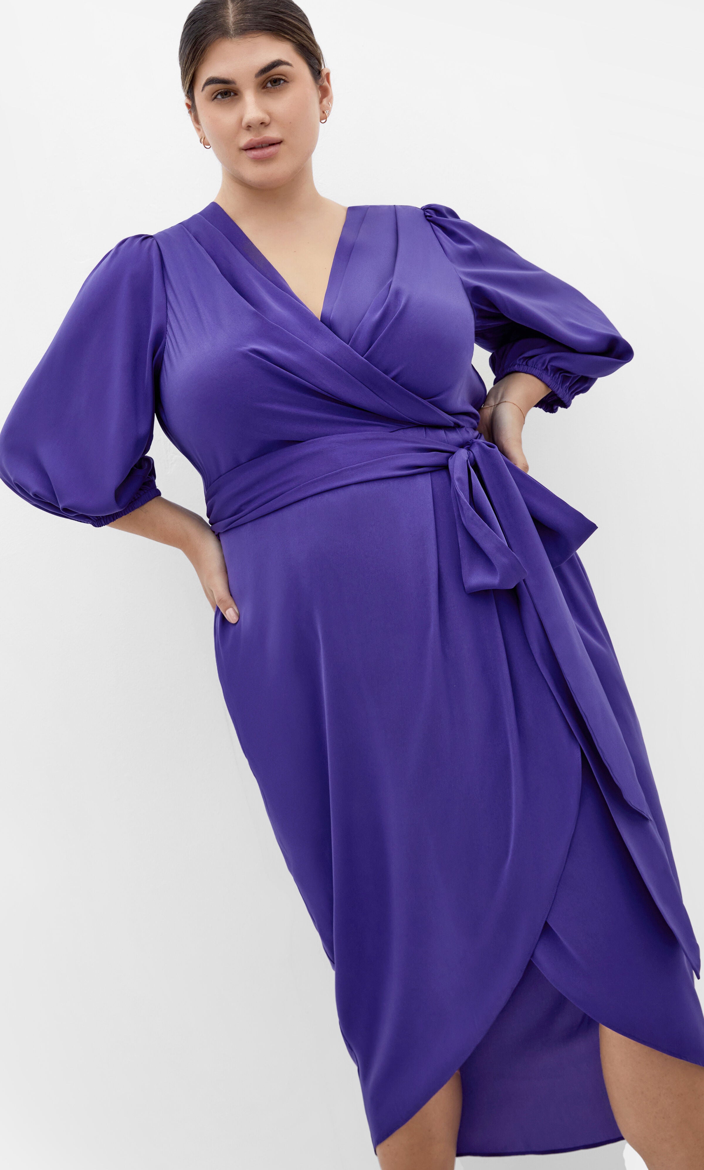 Opulent Elbow Sleeve Dress - violet, PURPLE, alternate image number 1