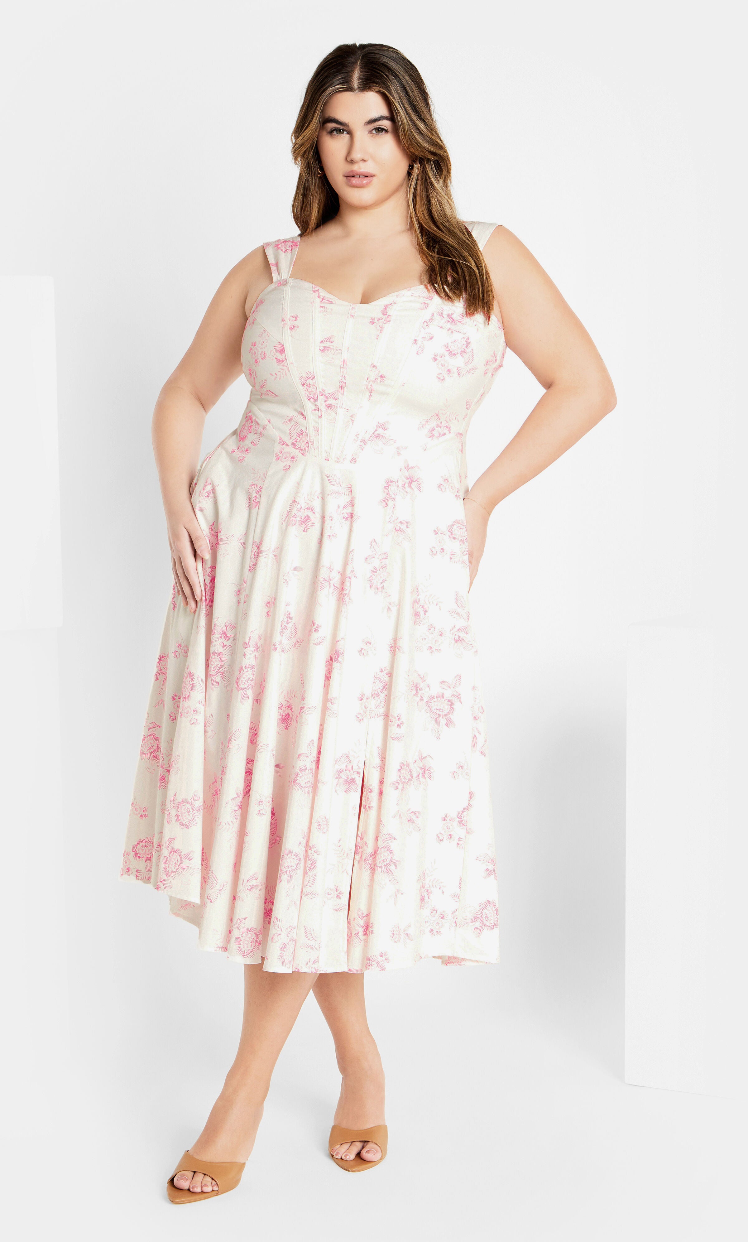 Marylou Print Dress - pink, WHITE, alternate image number 1