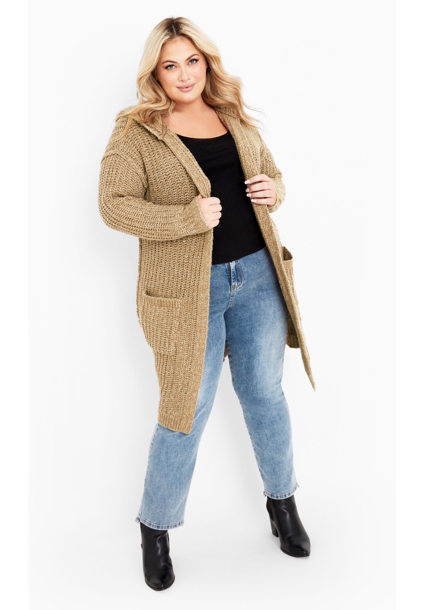 Chelsea Soft Knit Hood Coatigan, CHAI, on-hover image number 1