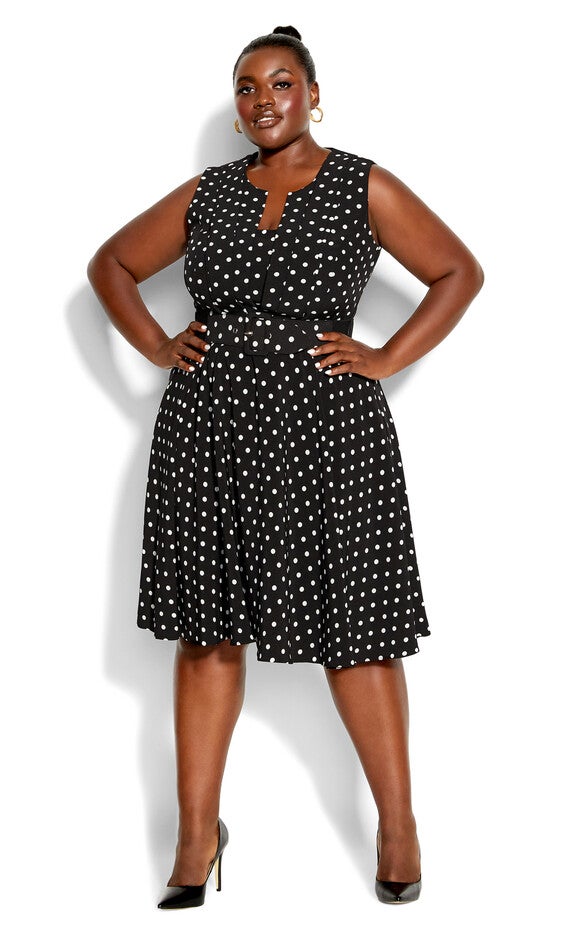 Vintage Spot Dress - black, BLACK, hi-res image number 0