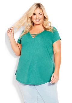 3 Bar V-Neck Top