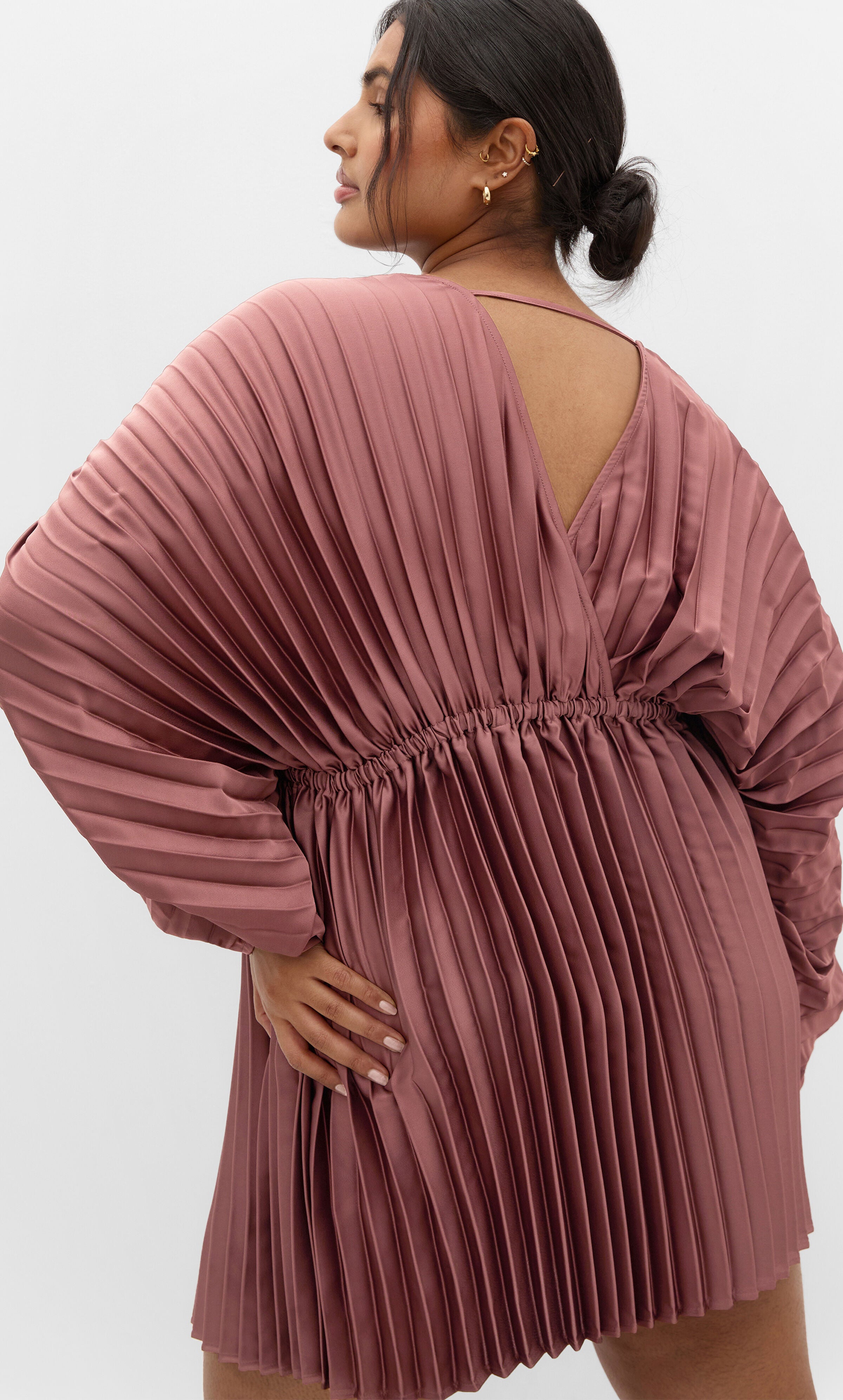 Chloe Pleat Dress - mocha, PINK, alternate image number 2