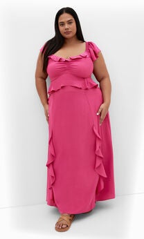 Fee Frill Maxi Dress - magenta